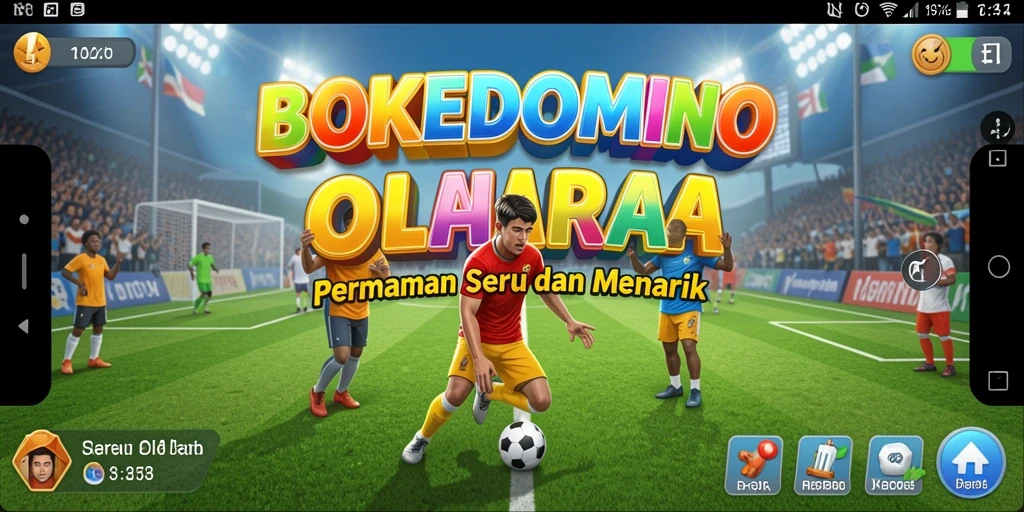 Tampilan gameplay seru di BOKEDOMINO dengan berbagai mode olahraga.