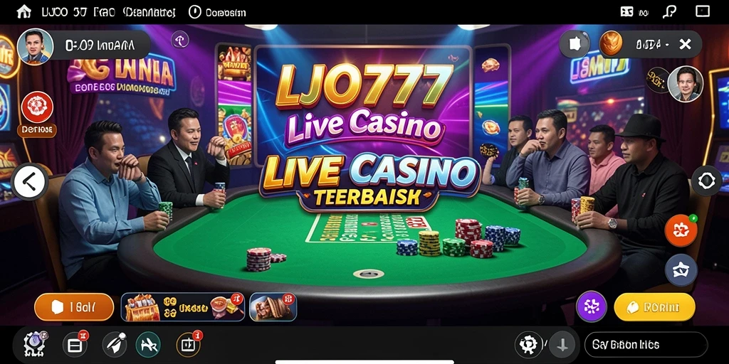 Screenshot gameplay LJO777 menampilkan dealer profesional di meja permainan Live Casino.