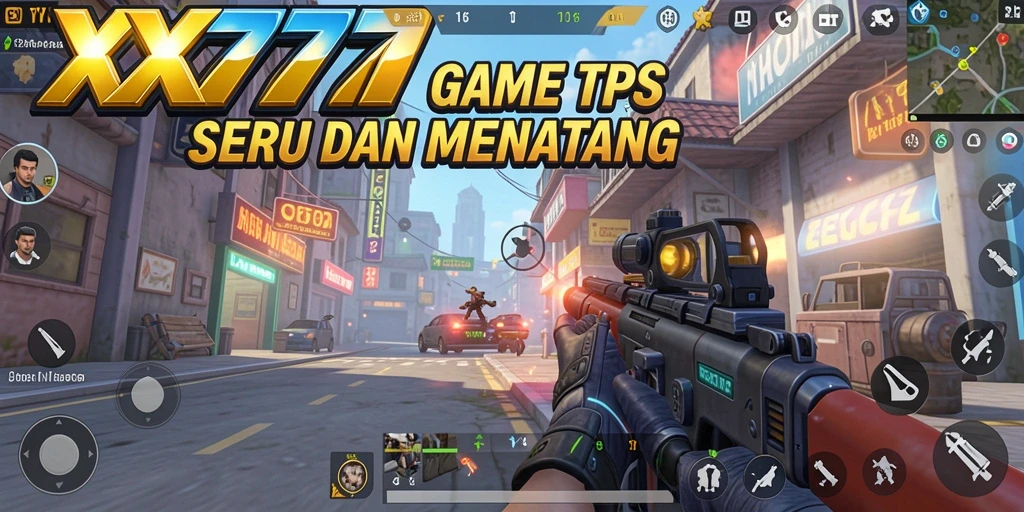 Screenshot utama XXX777 menampilkan aksi seru di medan perang TPS.